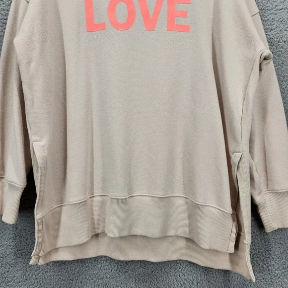 Aerie Sweatshirt‎ Medium Love Graphic Long Sleeve Casual Pullover Beige Top - Picture 7 of 14